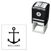 Tampon Auto-encreur Ancre nautique moderne avec nom personnalisé (En situation)