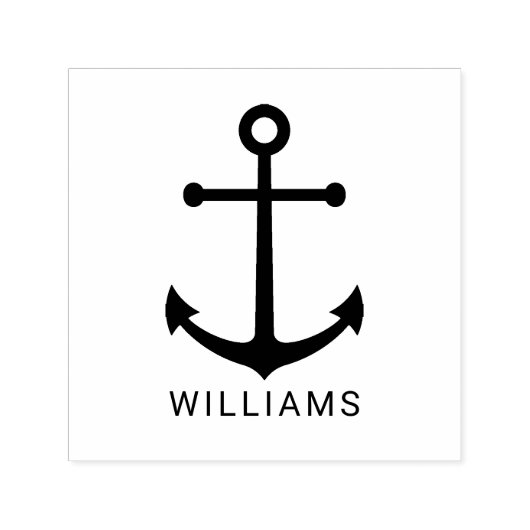 Tampon Auto-encreur Ancre nautique moderne avec nom personnalisé (Design)