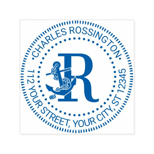Tampon Auto-encreur Ancre sur une seule entrée en gras Nom du monogram (Design)