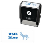 Tampon Auto-encreur Âne démocrate et coeurs VOTE BLEU (En situation)
