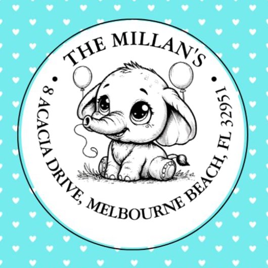 Tampon Auto-encreur Anniversaire de la fête Elephant thème