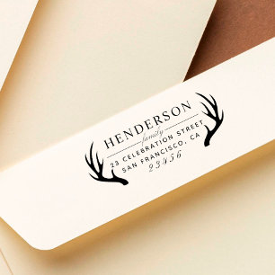 Tampon Auto-encreur Antlers Formels Nom de famille et adresse de retou