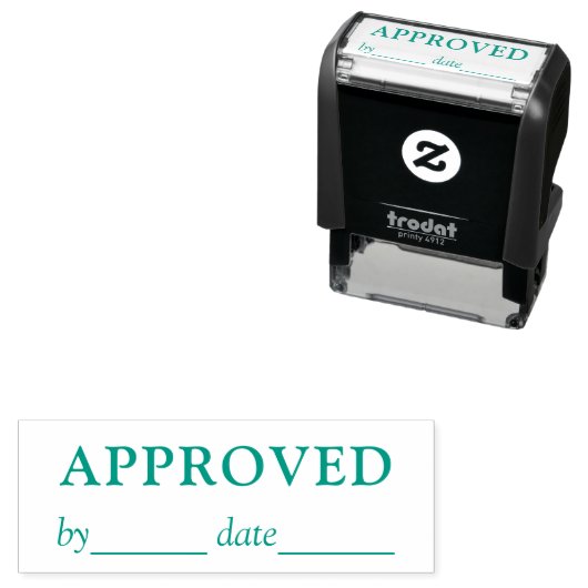Tampon Auto-encreur APPROUVÉ Nom et date Black Green Ink Business (En situation)