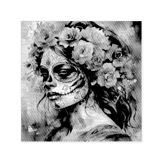 Tampon Auto-encreur Aquarelle vive Dia de los Muertos Catrina (Design)