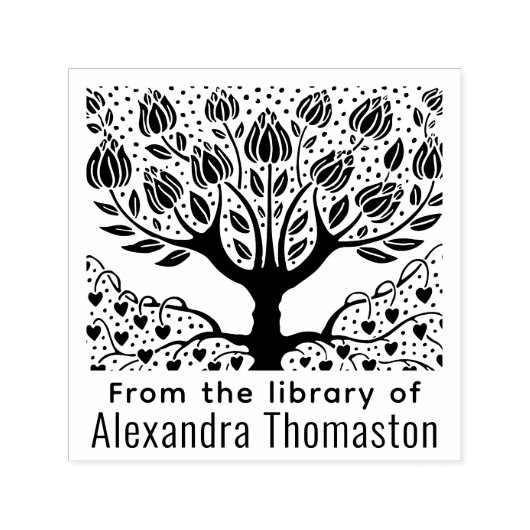 Tampon Auto-encreur Arbre à fleurs rustique, Racines cardiaques #2 Liv (Design)