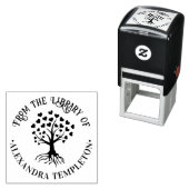 Tampon Auto-encreur Arbre avec Feuilles cardiaques, Roots Rnd Library  (En situation)