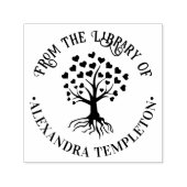 Tampon Auto-encreur Arbre avec Feuilles cardiaques, Roots Rnd Library  (Design)