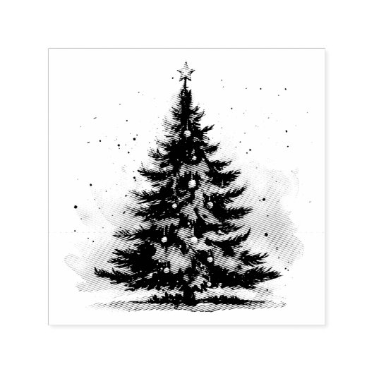 Tampon Auto-encreur Arbre de Noël élégant (Design)