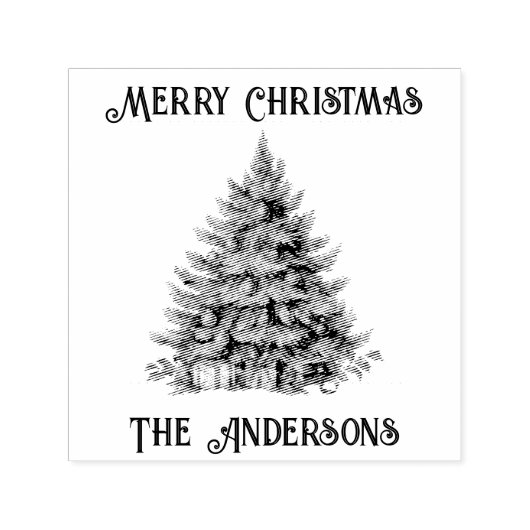 Tampon Auto-encreur Arbre de Noël Vintage rétro (Design)