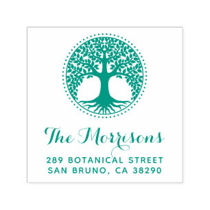 Tampon Auto-encreur Arbre De Vie Nom De Famille Script Adresse De Reto