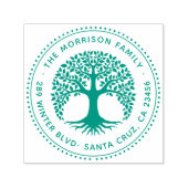 Tampon Auto-encreur Arbre De Vie Ronde Nom De Famille Et Adresse De Re (Design)