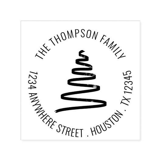 Tampon Auto-encreur Arbre simple Nom Retour Adresse Noël (Design)