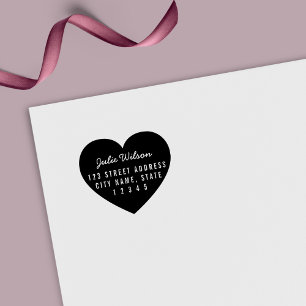 Tampon Auto-encreur Arrière - plan de coeur moderne Adresse personnell