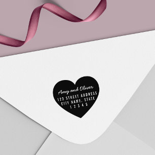 Tampon Auto-encreur Arrière - plan du coeur Nom du couple Adresse de r