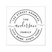 Tampon Auto-encreur Arrondi Calligraphie Script Famille Adresse de ret (Design)