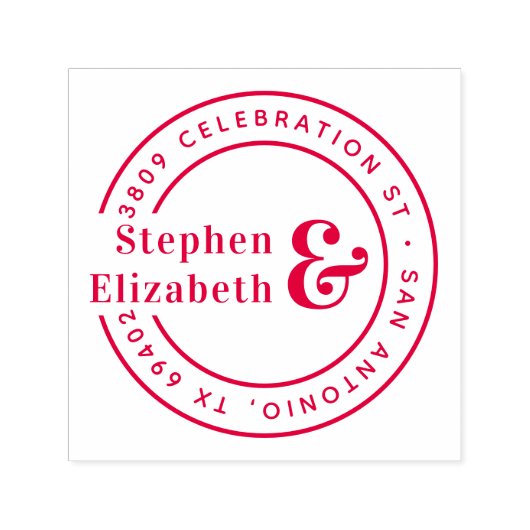 Tampon Auto-encreur Arrondi et Mariage Adresse de retour (Design)