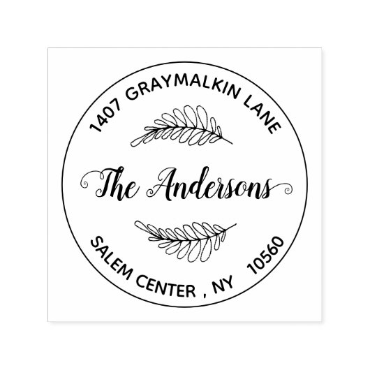 Tampon Auto-encreur Arrondi Feuille manuscrite Adresse de retour perso (Design)