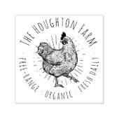 Tampon Auto-encreur Arrondi Rustique Biologique ferme Oeufs frais (Design)