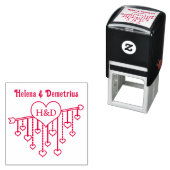 Tampon Auto-encreur Arrow With Hanging Hearts Couple Names Initials (En situation)