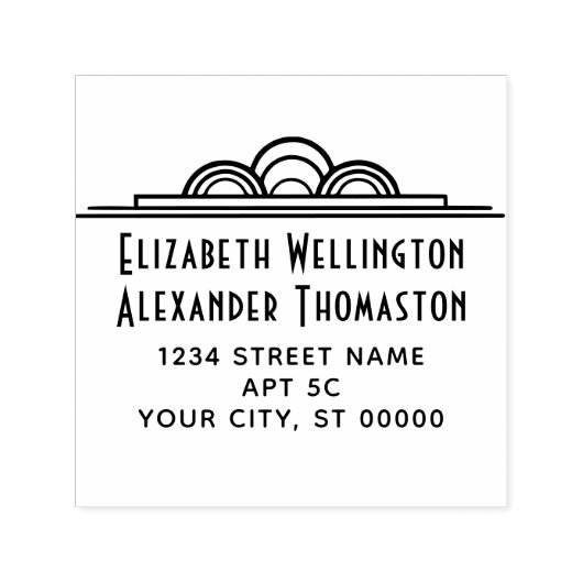 Tampon Auto-encreur Art Déco Couple Deux Nom N° 3 Ret Adresse Embosser (Design)