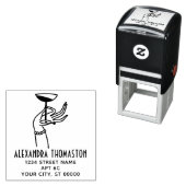 Tampon Auto-encreur Art Déco Lady Hand Holding Champagne Glass Adresse (En situation)