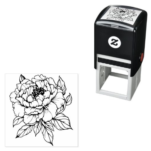 Tampon Auto-encreur Art Peony Bloom Line (En situation)
