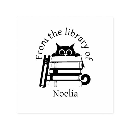 Tampon Auto-encreur Automatic and Wooden Stamp Cat Library (Design)
