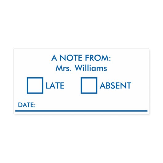 Tampon Auto-encreur Avis d'absence tardif de l'enseignant modifiable (Design)