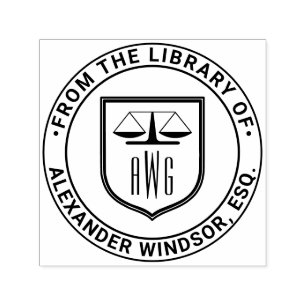 Tampon Auto-encreur Avocat Échelle de Justice #3NS Law Shield Biblioth