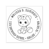 Tampon Auto-encreur Baby Boy Girl Bear Jumpsuit Round Address (Design)