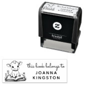 Tampon Auto-encreur Baby Cow Storybook Ex Libris Timbre (En situation)