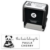 Tampon Auto-encreur Baby Panda Reader Ex Libris Custom Stamp (En situation)