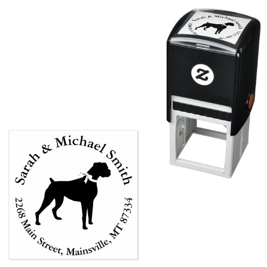 Tampon Auto-encreur Baby shower Chien Boxer Chien Chien Chien Gris Pup (En situation)