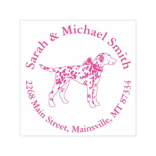 Tampon Auto-encreur Baby shower de Chien Dalmatien Chien Chien rose Ch (Design)