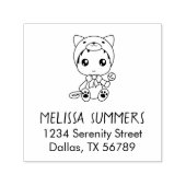 Tampon Auto-encreur Baby White Chat Costume Adresse (Design)