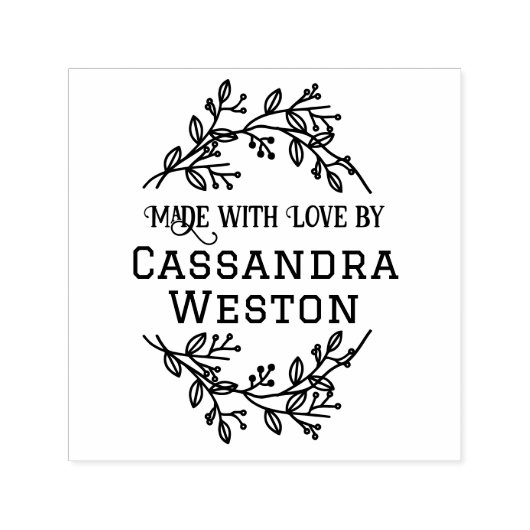 Tampon Auto-encreur Baies De Serres Botaniques "Fabriquées Avec Amour (Design)