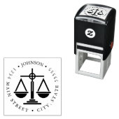 Tampon Auto-encreur Balances bleues de justice Silhouette Étiquette re (En situation)