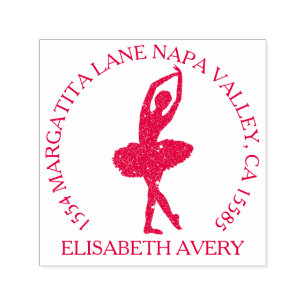 Tampon Auto-encreur Ballerina rose Anniversaire Adresse de retour