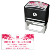 Tampon Auto-encreur Bamboo Feuille Double Xi Adresse du Mariage chinoi (En situation)