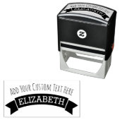 Tampon Auto-encreur Bannière Whimsical avec texte et nom personnalisés (En situation)