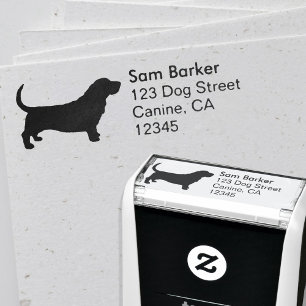 Tampon Auto-encreur Basset Hound Adresse de retour de silhouette de c
