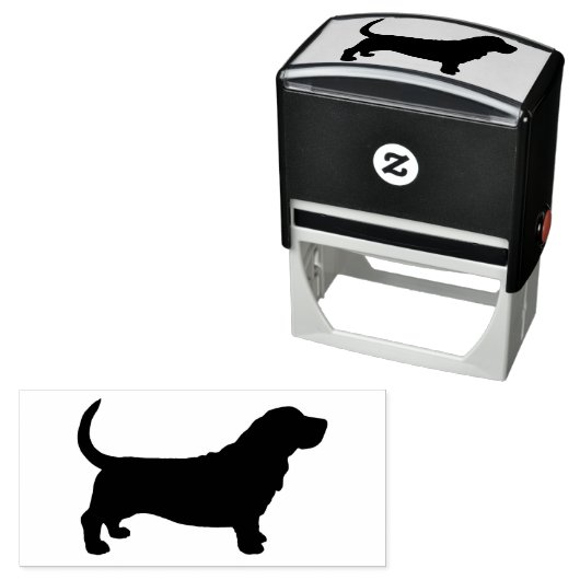 Tampon Auto-encreur Basset Hound Chien race Silhouette (En situation)