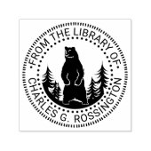 Tampon Auto-encreur Bear and Trees Silhouette Round Library Nom du liv (Design)