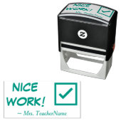 Tampon Auto-encreur "BEAU TRAVAIL !" + Nom de l'instructeur Timbre en  (En situation)