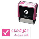 Tampon Auto-encreur "BEAU TRAVAIL !" Timbre en caoutchouc de marquage (En situation)