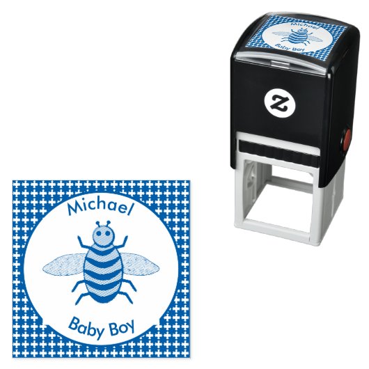 Tampon Auto-encreur Bébé Bleu mignon Bee Bee Personnalisé (En situation)