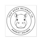 Tampon Auto-encreur Bébé Hippo mignon Ce livre appartient au nom de l' (Design)