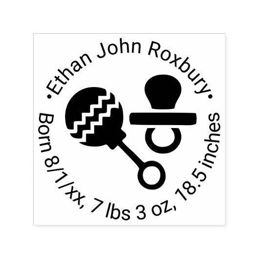 Tampon Auto-encreur Bébé mignon Faire-part de naissance et Pacificateu (Design)