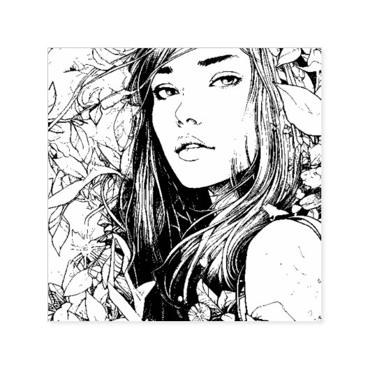 Tampon Auto-encreur Belle Femme et Oranges (Design)