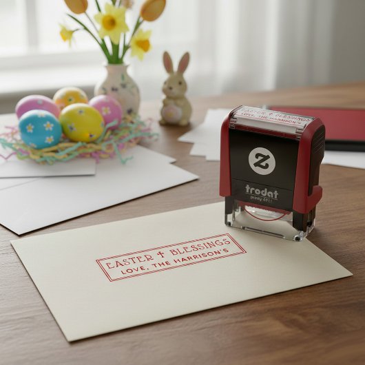 Tampon Auto-encreur Bénédiction de Pâques Croix Sainte